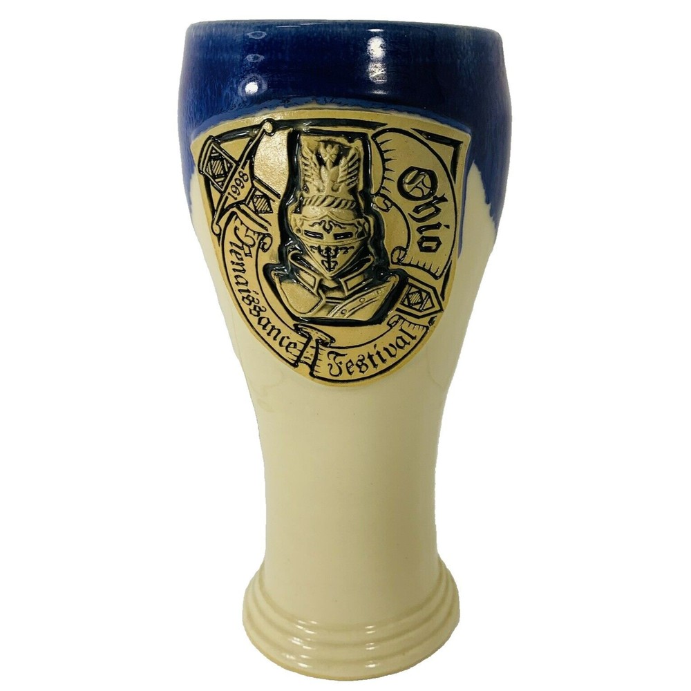 1998 Ohio Renaissance Festival Pilsner Mug Studio Pottery Knight Dagger by CE
